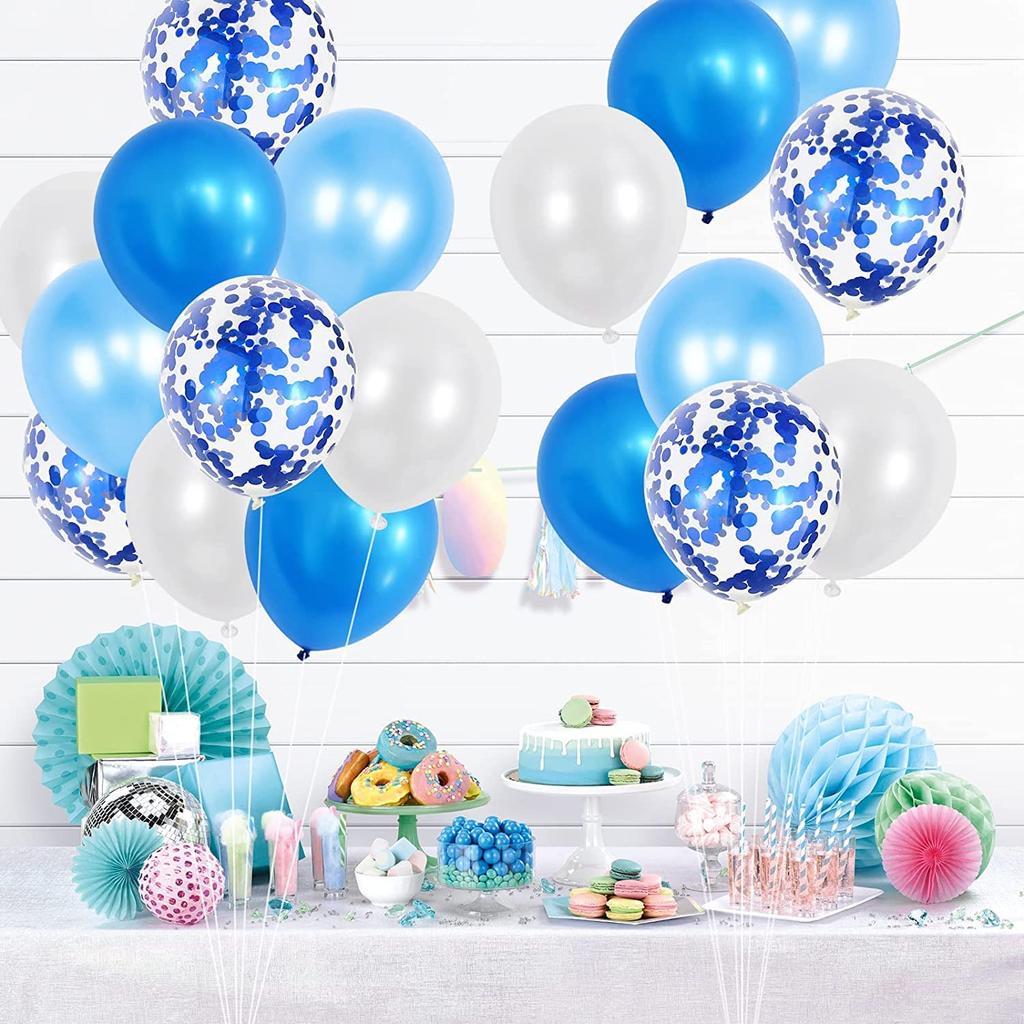 Partyda Blue Confetti Balloons 70 Eco-friendly Natural Rubber Party Decorations Birthdays Celebrations Festivals Events Graduation Grand Opening