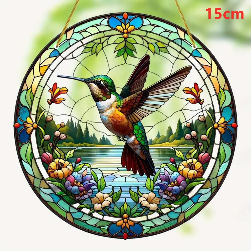 Acrylic Colorful Hummingbird Sun Catcher Rainbow Bird Wind Chimes Crafts Hanging Decor For All Seasons Home Garden Ornament