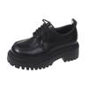 British style small leather shoes women's 2025 new autumn shoes platform-soled lace-up round head single shoes spring and autumn retro loafers