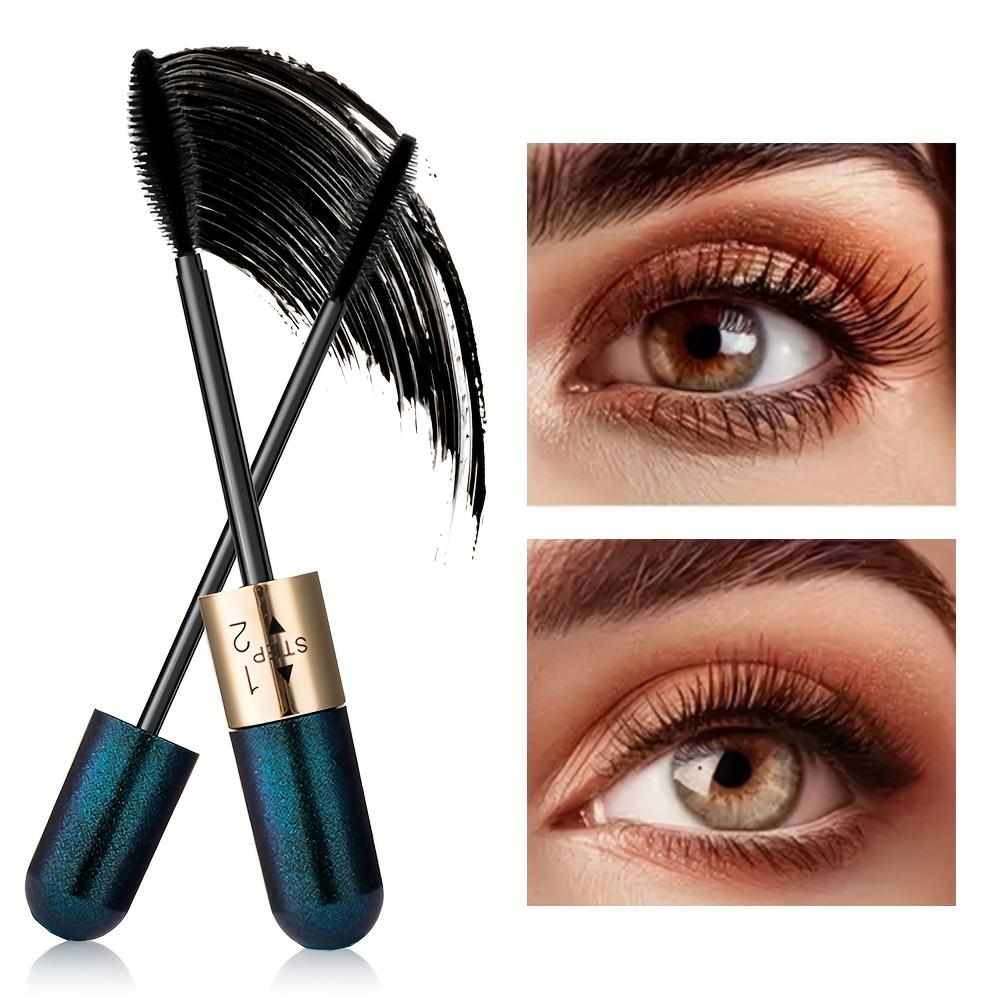 2-in-1 4D Fiber Eyelash Mascara Curling and Lengthening, Super Waterproof, Volumizing Black Mascara Perfect Fit Makeup Cosmetic