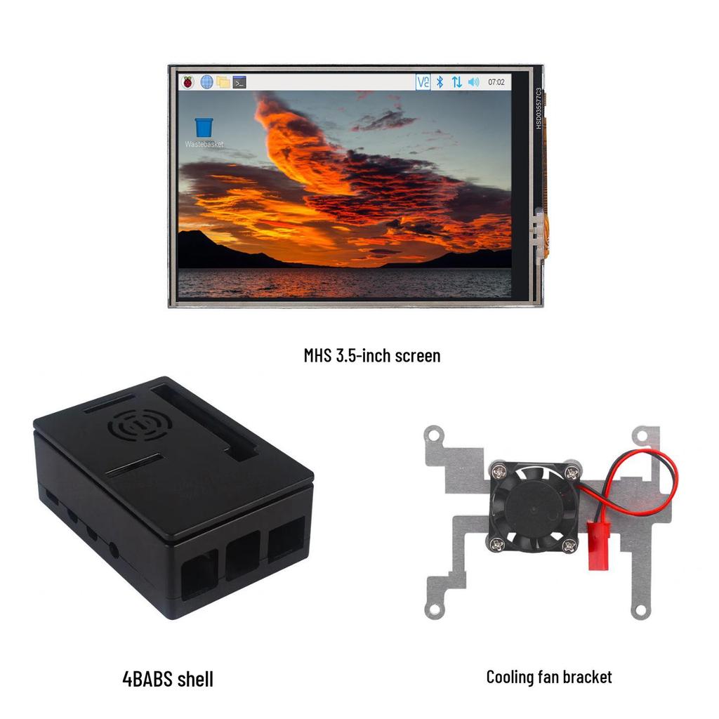 Raspberry Pi 5/4B 3,5" Touchscreen-Display 480x320 Auflösung mit GPIO, Halterung & Lüfter