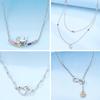 New Copper Necklace Zircon Heart Interlocking Pendant Necklace For Women Wedding Birthday Party Jewelry Gifts