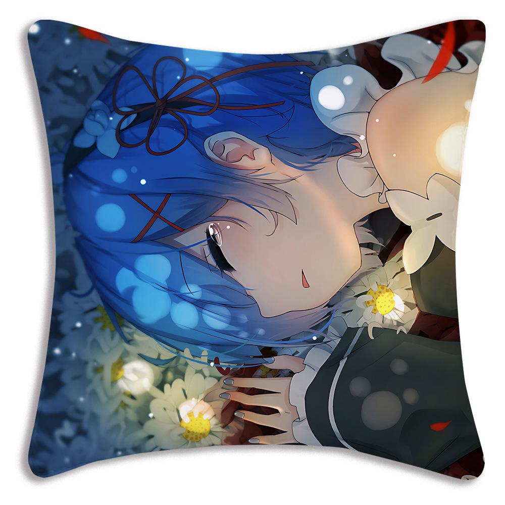 Re:Life Different World Zero Rem Pillow Covers Cartoon Sofa Decorative Home Double-Sided Printing Short Plush Cute Cushion Cover