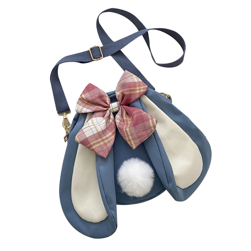 Rabbit Ear Crossbody Bag Summer Oxford Cloth Lovely Bowknot Crossbody Bag for Girls Black