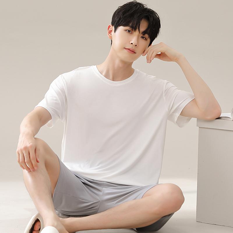 

Летний комплект домашней одежды из модала, мужские пижамные комплекты, мягкая одежда для сна, топ с коротким рукавом и шорты, дышащая пижама L for 50-60kg