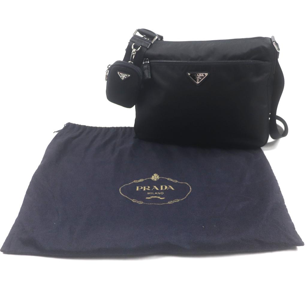 Prada Shoulder Bag Black Nylon Mens 1BC421 Used