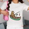 Teddy Bear Fishing In Canoe T Shirt Wilderness Adventure Outdoorsy Novelty S Cute Animal Top for Nature Lovers Vintage Washed
