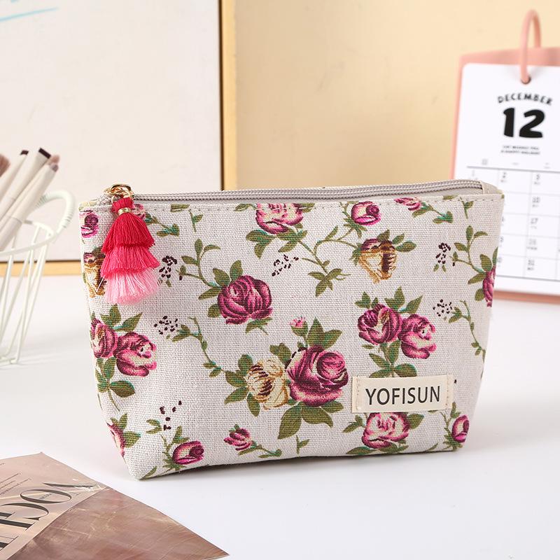 Women's Large-Capacity Tassel Print Makeup & Toiletry Bag with Coin Purse