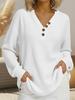 2025 Women's Autumn/Winter V-Neck Button Waffle Long-Sleeve Casual Sweatshirt