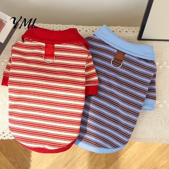 Pet Clothes for Dogs Cute Dog Shirt, Striped Collared Clothes, Summer Button Up T-Shirt, Unisex Costume Soft Breathable Puppy Outfits Small