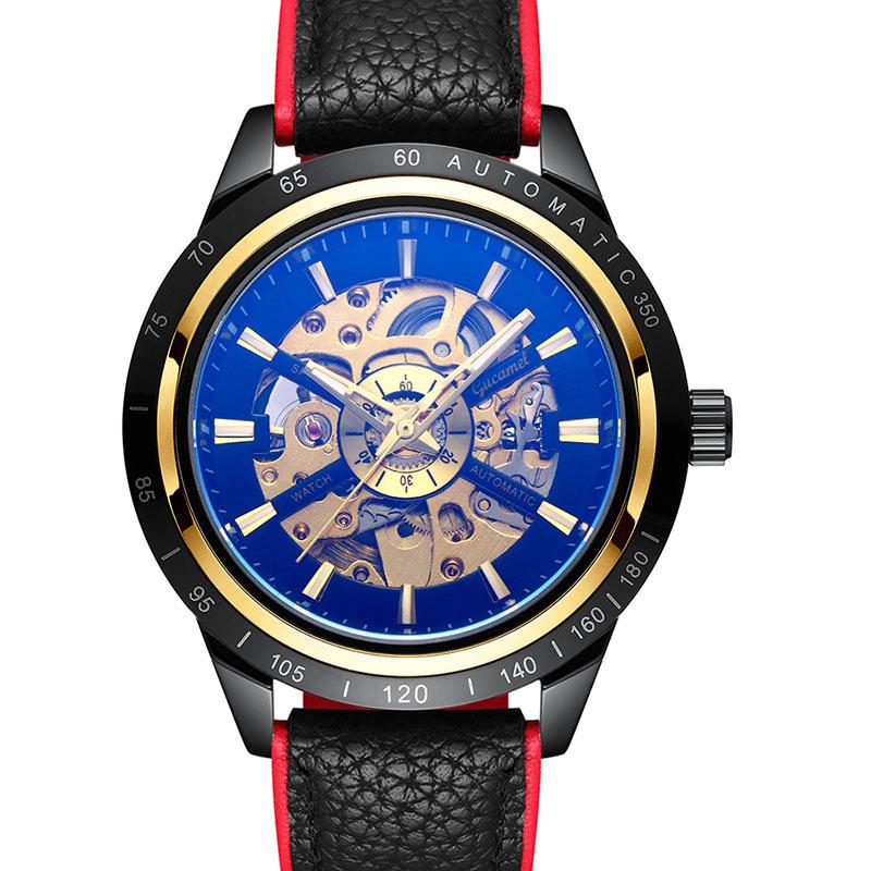 GUCAMEL Business Fashion Handstück Leder mit hohler mechanischer Uhr