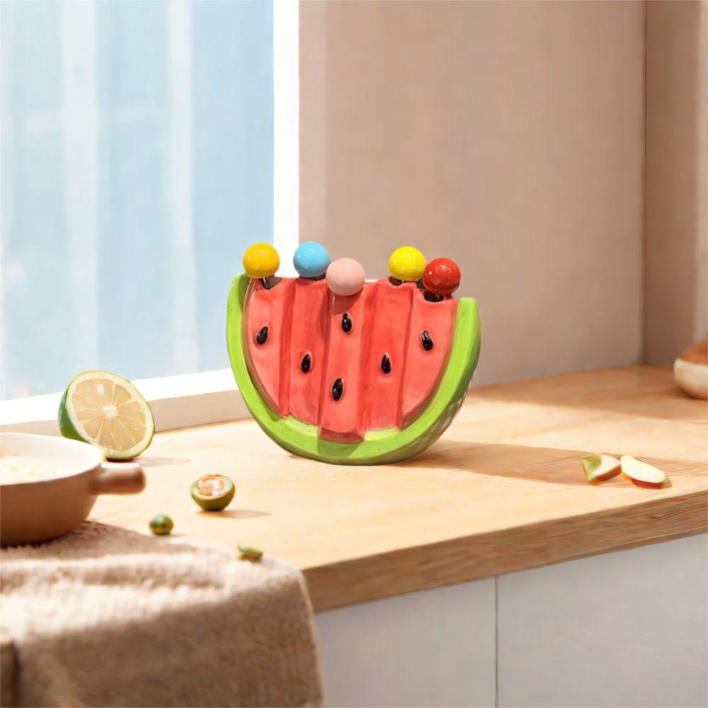Cute Fruit Stick Stainless Steel Fruit Skewer Tableware Dessert Cake Fork  Summer