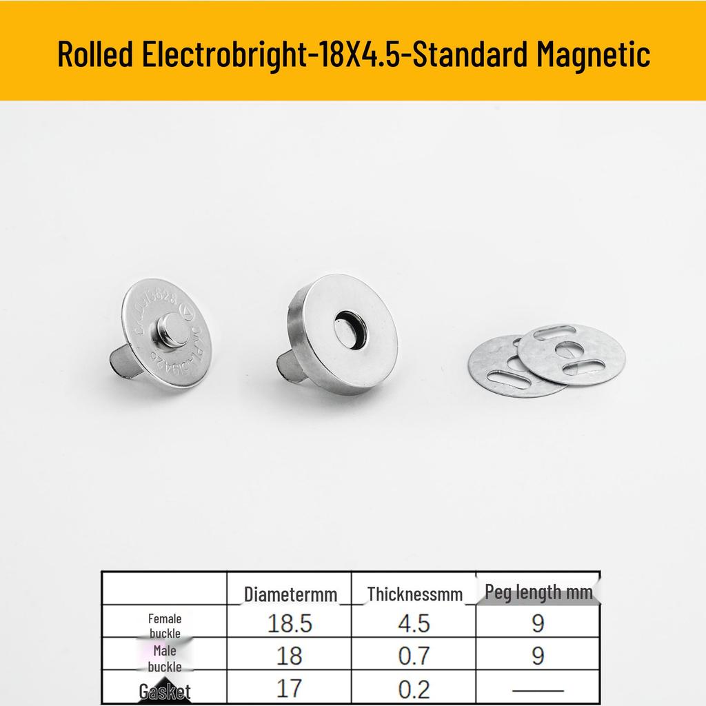 Triple Strength No-Sew Round Electroplated Magnetic Bag Buckle with Thickened Metal Pin