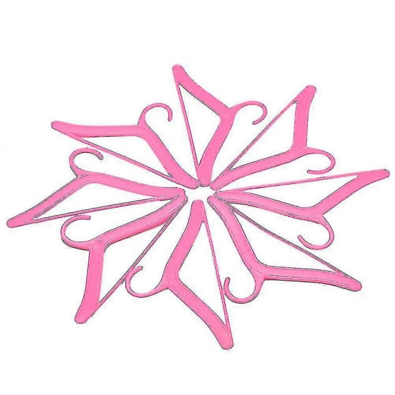 20 Pcs Pink Hangers For Barbies Dolls Clothes Accessories Plastic Hangers