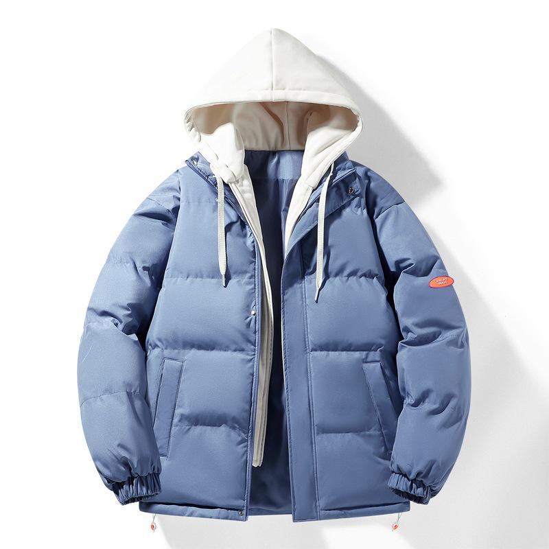 Unisex Autumn-Winter Hooded Puffer Jacket: Cozy Hong Kong Style Two-Piece Look