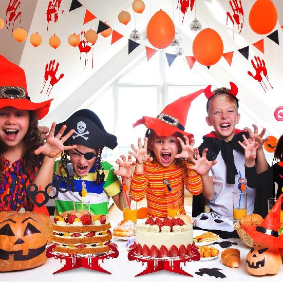 Zopeal 2 PCS Halloween Bloody Cupcake Stand Party Decorations Bloody Handprint Cupcake Holder Halloween Bloody Help Cake Holder Bloody Theme Dessert