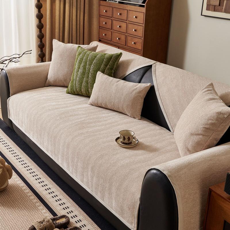 Modern Light Luxury High-End Sofa Cushion, Universal Chenille Sofa Cover For All Seasons, Leather Sofa Backrest Cover Cloth Towel