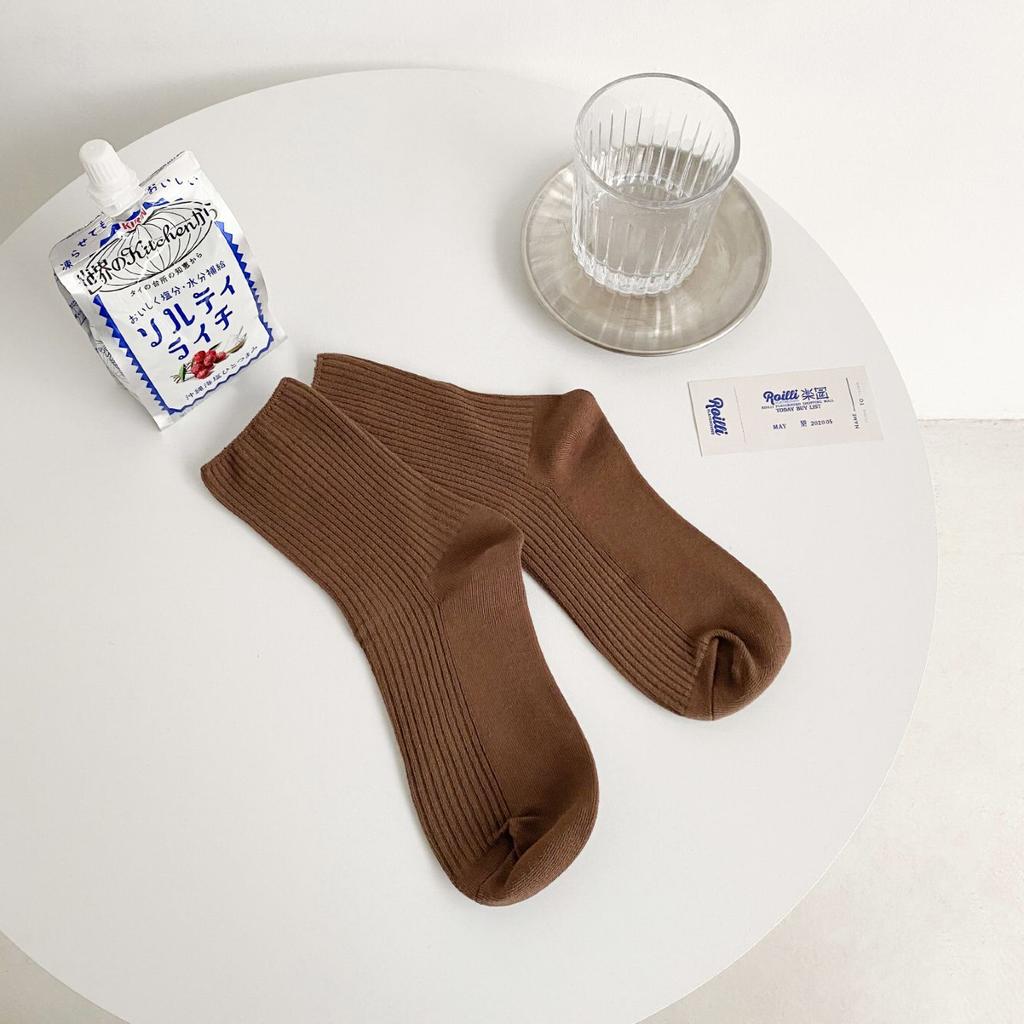 6 Pairs Of Solid Color Socks Women'S Medium Tube Stacking Socks Tide Japanese Milk White High Tube Tide Versatile Stockings