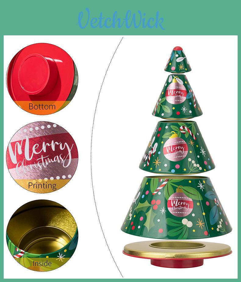 Christmas Tree Tin Candy Box With Metal Storage Container For Holiday Decorations