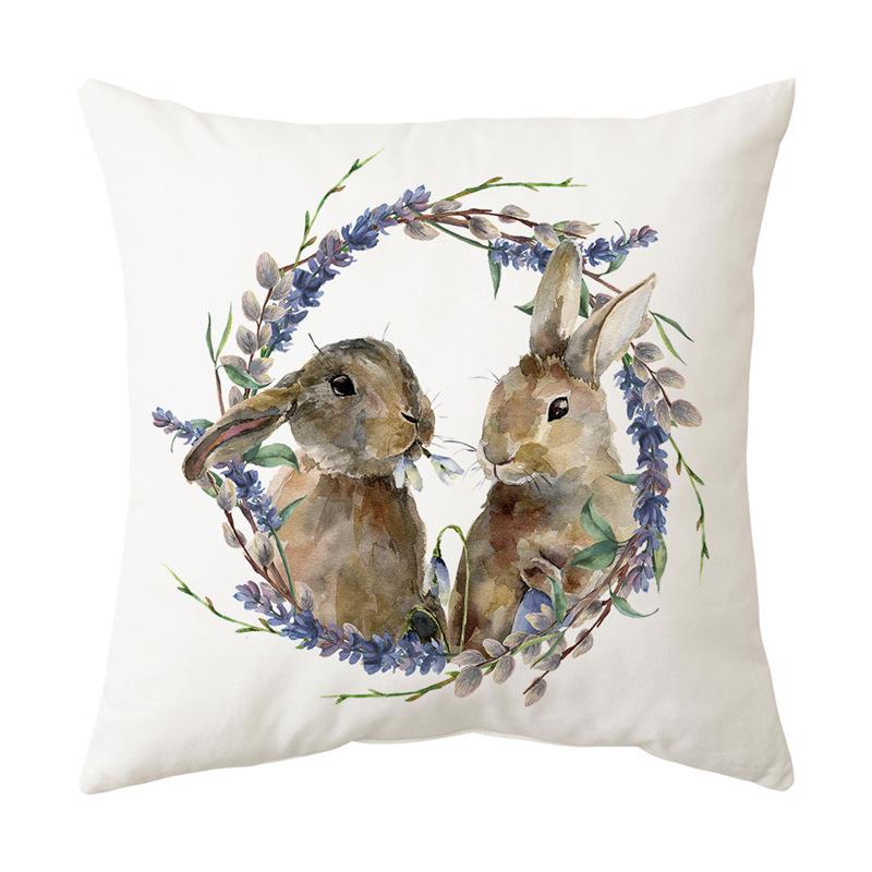 Easter Bunny Cartoon Cushion - Hand-painted Creative Sofa Back Pillow