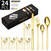 Knight Stainless Steel Tableware Knife and Fork Set 24-piece Set Western Food Knife, Fork and Spoon Gift Box Set