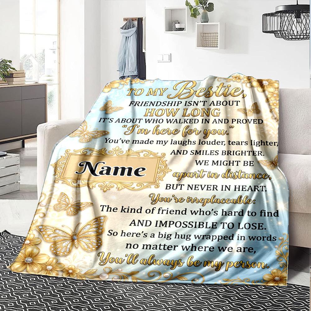 Friendship Endures Distance Blanket Personalized Name Soft Warm And Versatile For Sofa Bed Office And Travel Machine Washable Comfortable In All