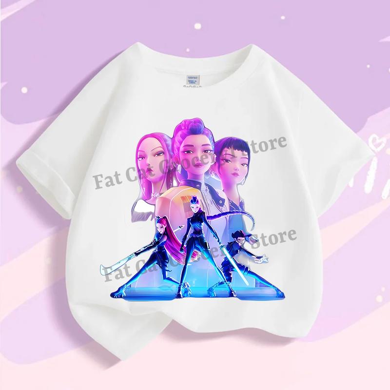 Kpop Tričko Lovce démonů Dětské Roztomilé Rumi Mira Zoey Trička Dívky Chlapci Léto Krátký rukáv Dětské Volnočasové Topy Bavlněné Oblečení Dárek