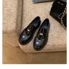 Retro British platform one-pedal loafers women's small gold coins thick heel lazy small leather shoes