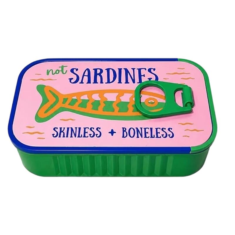 Estuche de Joyería de Viaje Estilo Lata de Sardinas Novedosa con Almacenamiento Compacto para Anillos, Pendientes de Botón, Pulseras y Collares