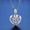 S925 Sterling Silver Heart Necklace with Moissanite Pendant - Perfect for Qixi or Valentine's Day