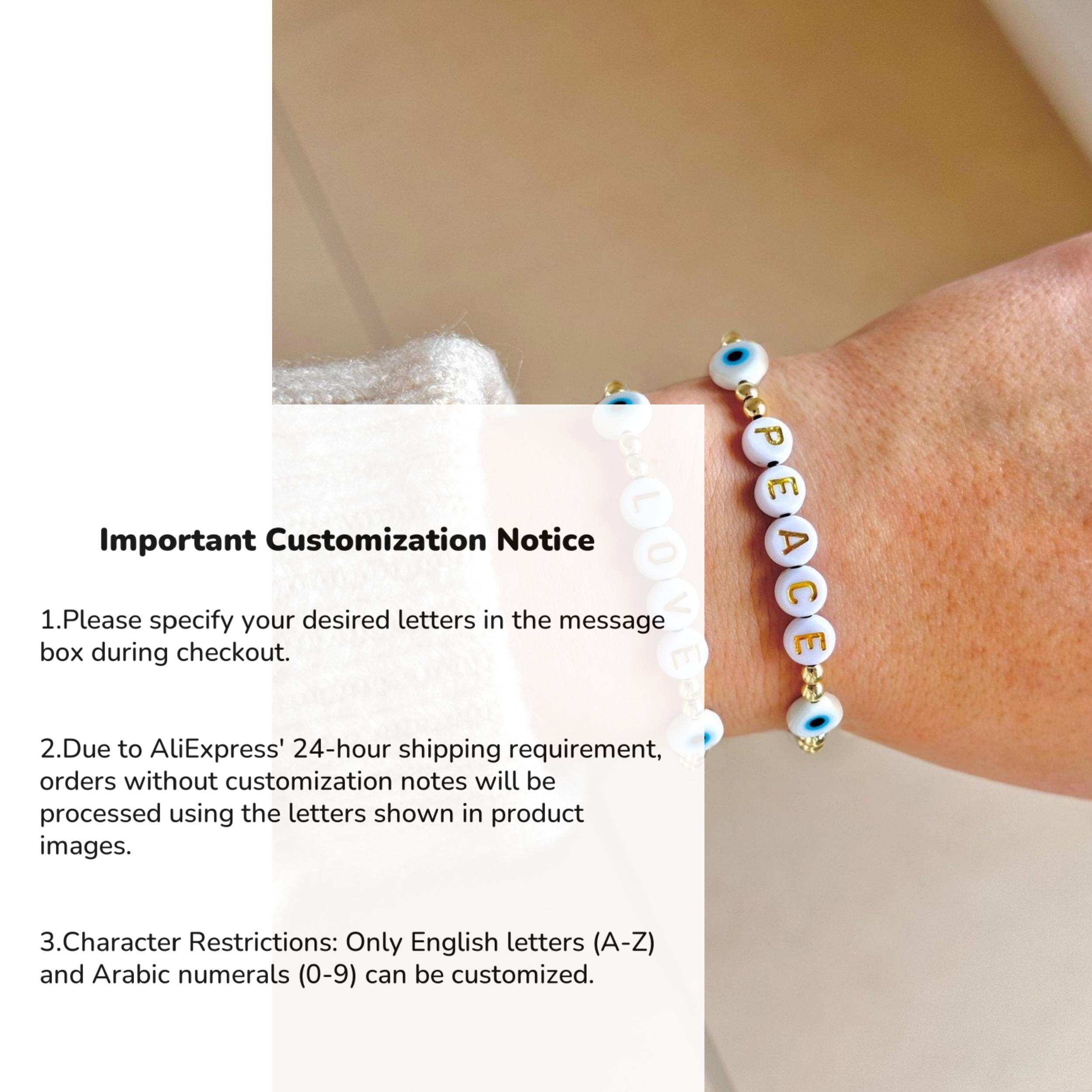 

Vlen Personalized Letters Custom Name Evil Eye Bracelet 18 K Gold Plated Bead Protection Charm Gift for Women Luck Leave your letter