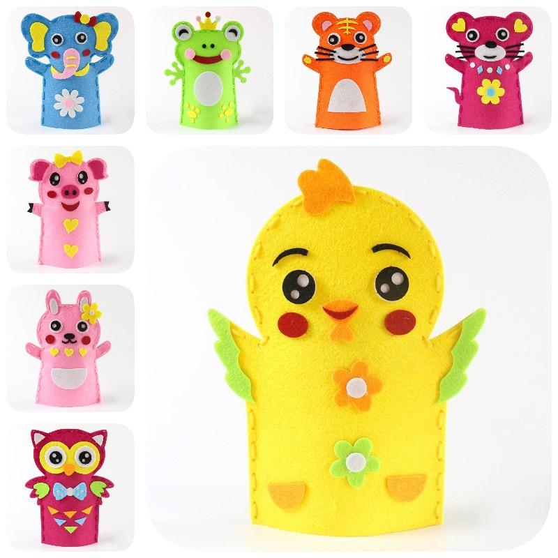 Children's Diy Craft Kit Non-woven Fabric Cartoon Animal Hand Puppets Kindergarten Handicraft Toy Set Characters)