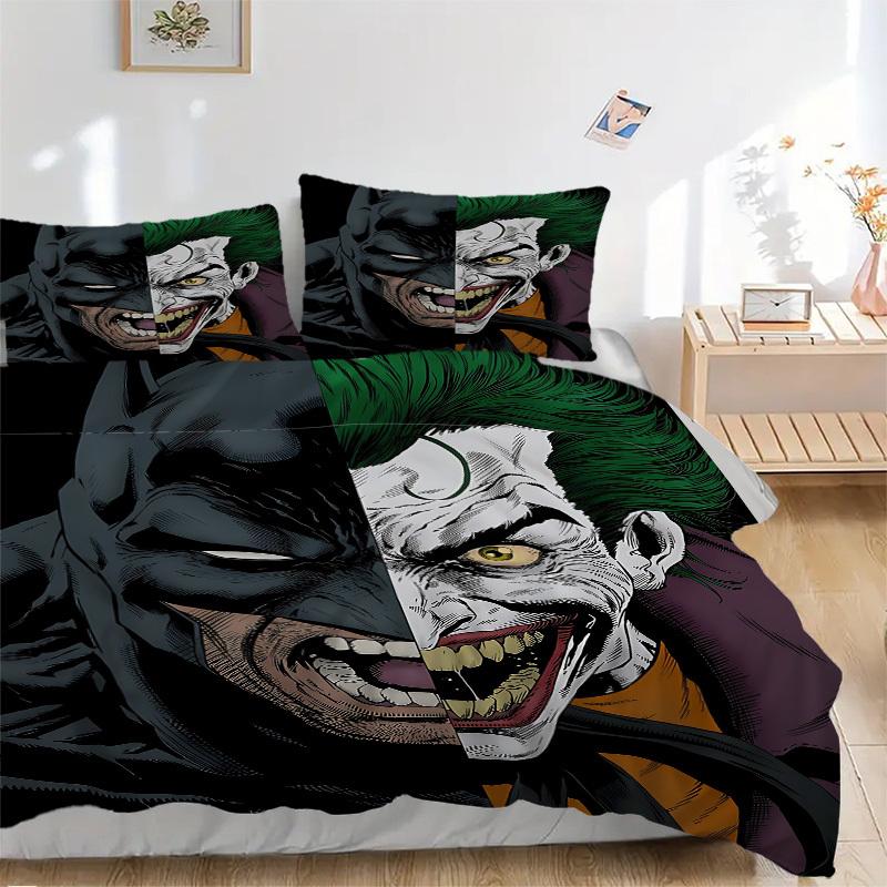 3pcs Batman Joker Bedding Set, Soft Polyester Duvet Cover and Pillowcases Machine Washable Seasons all suitable & Guest Room Decor311