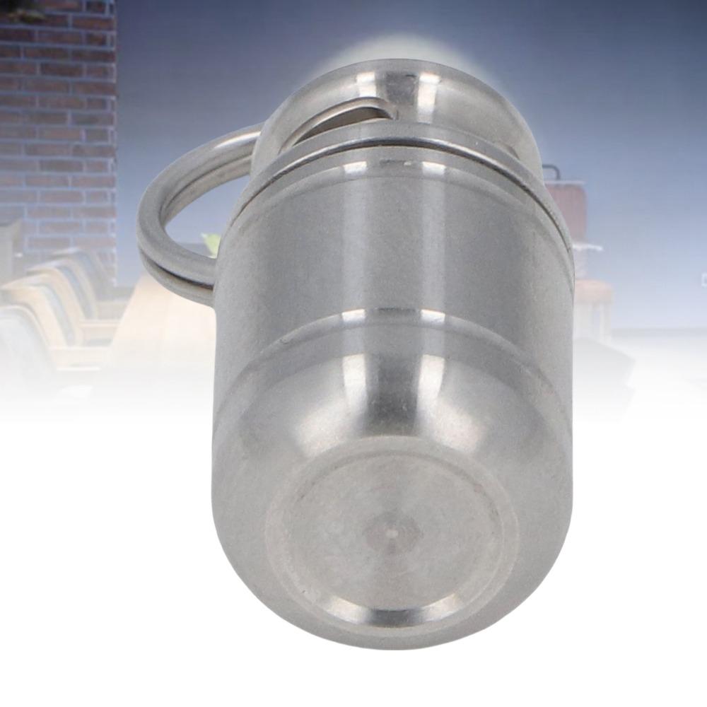304 Stainless Steel Pill Case Waterproof Sealed Mini Portable Medicine Bottle Keychain Hanging Special Tank Shape Drug Container