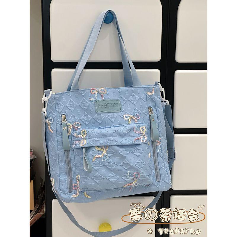 

Вместительная сумка-тоут, модная в Японии, в стиле Ins, универсальная, на плечо, для студентов, для работы, женская Blue Crossbody Bag