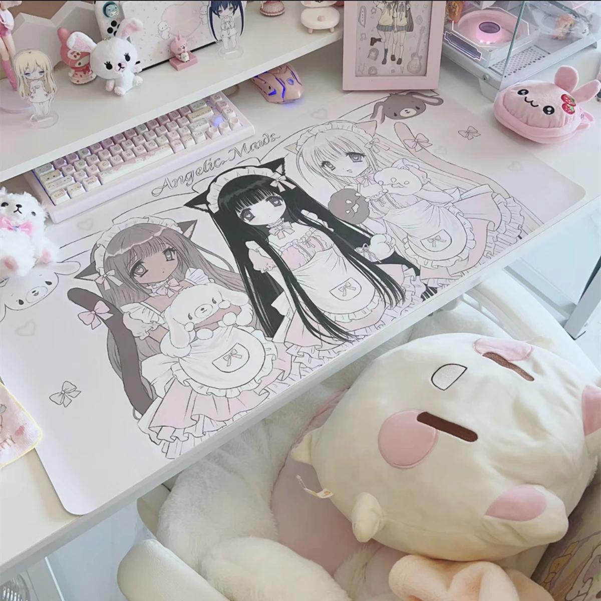 

Kawaii милый коврик для мыши в стиле Ins оригинальный кошачий большой кожаный водонепроницаемый коврик для стола офисный учебный коврик для общежития компьютерная клавиатура 40x70cm