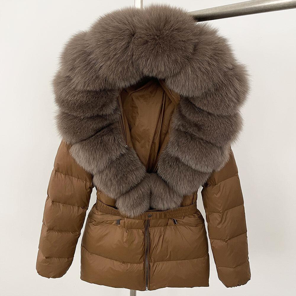OFTBUY Winter Jacket Women's Real Raccoon Fox Fur White Duck Down Coat Thick Warm