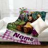 Custom Name Personalized Masha and The Bear Print Blankets, Home Decor, Bedroom, Sofa, Camping, Couch, Gifts for Birthday Christmas