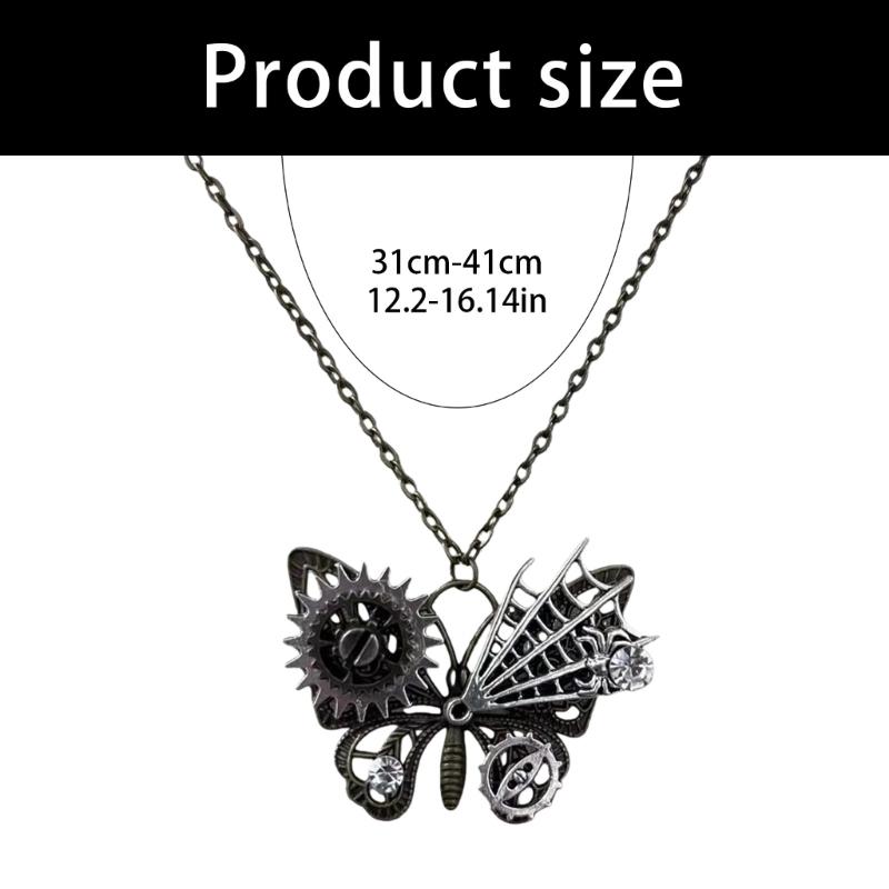 Mystical Mechanical Butterfly Pendant Necklace Gothic Design With Artisanal Distressing Perfect Gift For Alternative Style Lovers