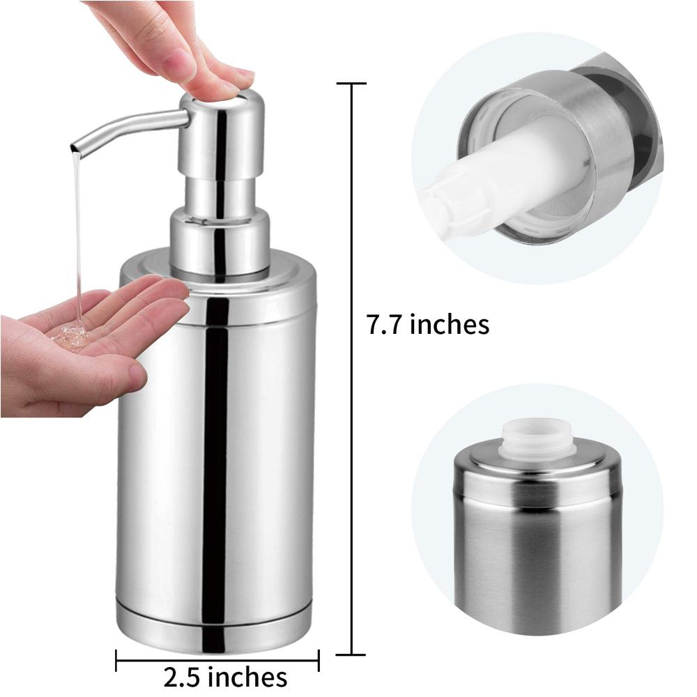 Kitchen 300ml Liquid Soap Dispenser Bottle Metal Liquid Dish Soap Lotion Pump Dispenser With Stainless Steel Lotion Pump