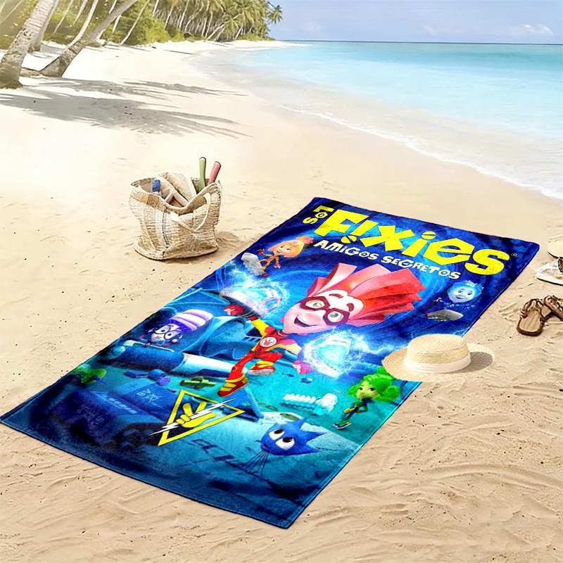 Telo Mare Fixies con Stampa Cartoni Animati, Asciugamano Grande Morbido Asciugatura Rapida per Spiaggia Campeggio Nuoto