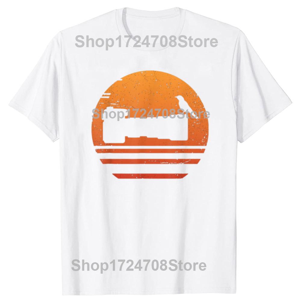 Funny Bird Photographer Camera Retro Graphic T-shirts Men Women's Fashion Casual Tshirt 100% Cotton Loose Oversized T Shirt