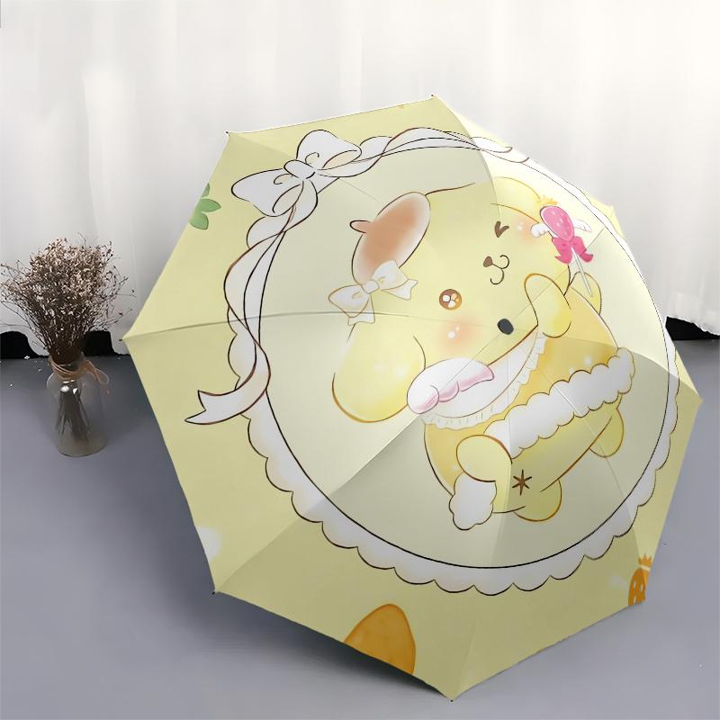 Pompompurin,Dessert Automatic Folding Umbrella-Simple 8-Rib Design, Bright Cartoon Pattern, Durable Iron Frame, Suitable For Travel, Outdoor