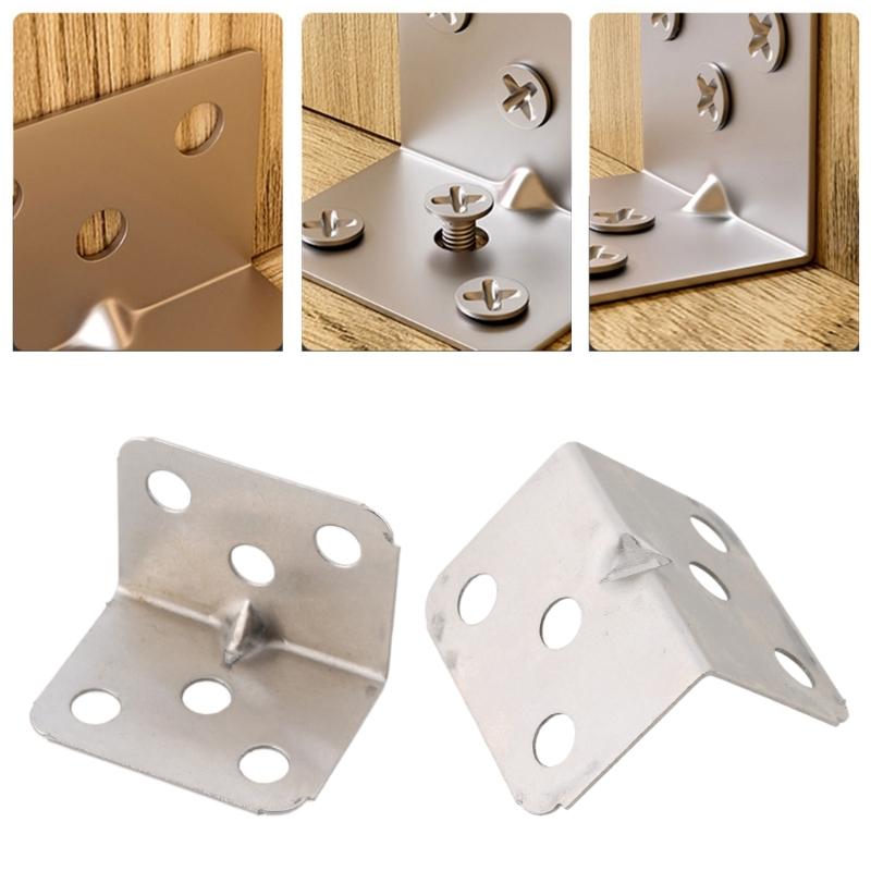 10Pcs Stainless Steel L Corner Brace Heavy Duty Furniture Joint Corner Brackets 90 Degree Fixed Brackets Hardware