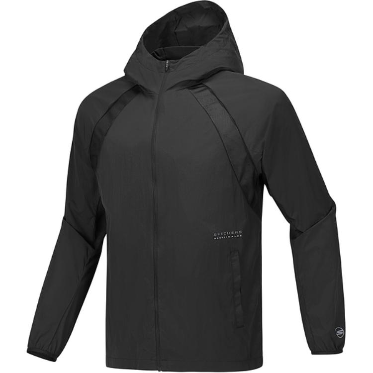 Skechers Quick-Drying Comfortable Zip-Up Long Sleeve Hooded Jacket Unisex jackets Carbon-Black P225U071-0018 XL