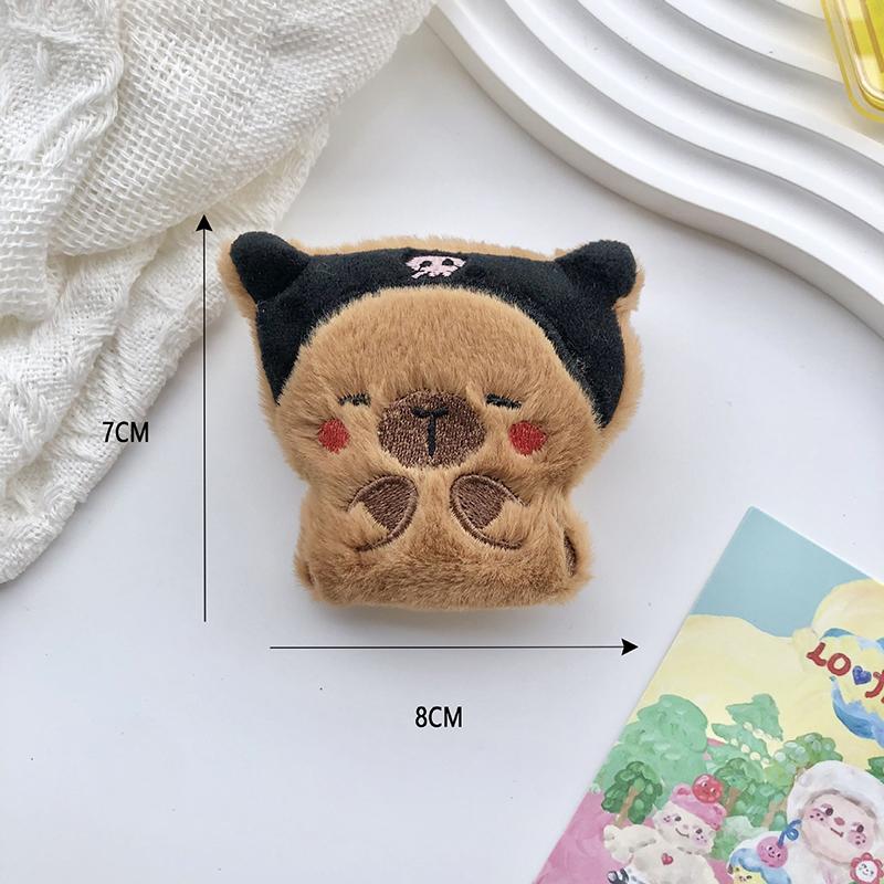 Cute Capybara Animal Plush Doll Brooch Fluffy Soft Stuffed Clothes Badge Pins Backpacks Decoration Accessories