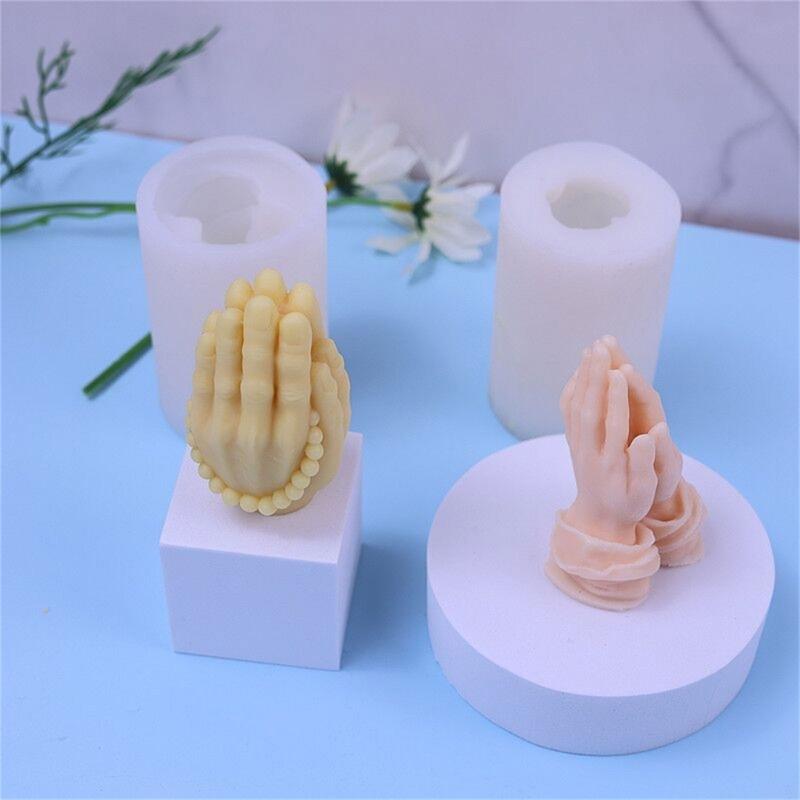Silicone Molds Hand Candle Buddha Beads Prayer Gesture Candle Mold Hand Shaped Resin Casting Mould