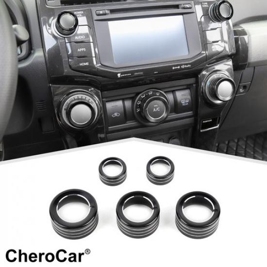 5Pcs Radio Air Conditioner Switch Control knob Cover Trim Rings For 4Runner 10+