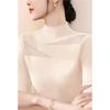 Women Half‑High Neck Lace Knit Top Summer Tencel Mesh Hollow 5/4 Sleeve Slim Ice Silk Blouse S‑3XL