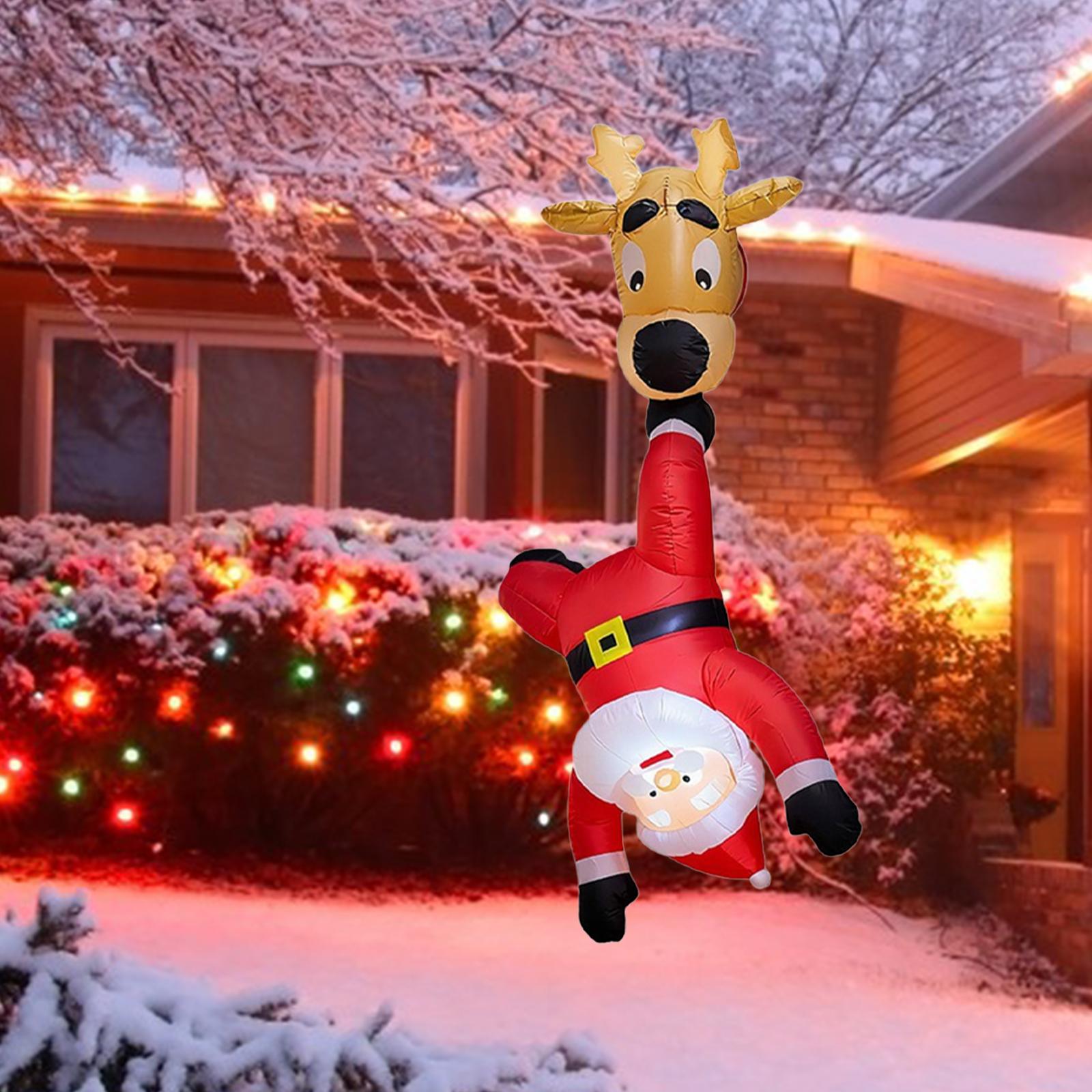 

Christmas Inflatable Reindeer Santa 1.8m LED Light Large Outdoor Ornament Weatherproof Figures for Patio Garden Holiday Decor червоний